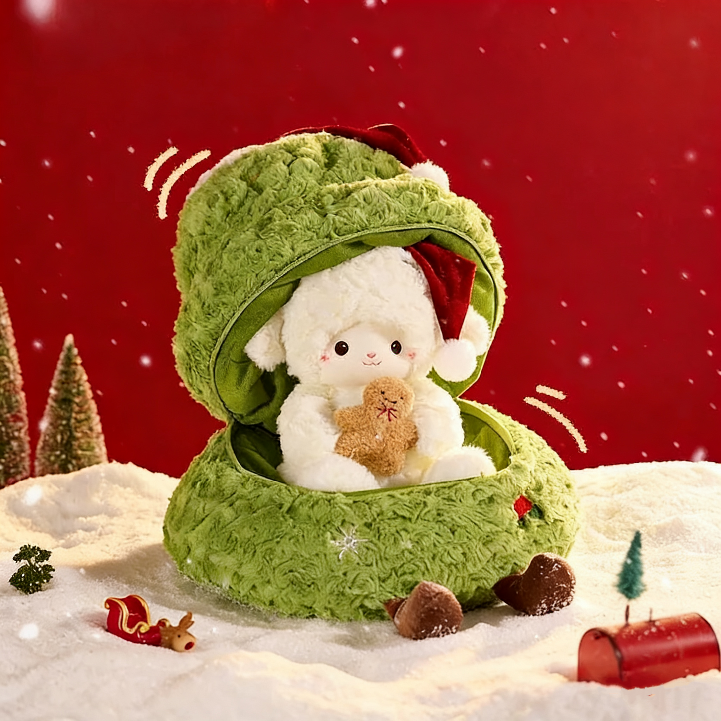 Christmas Stuffed Animals for Kids - Santa & Reindeer Plush Pillow, Creative Holiday Gift for Girls