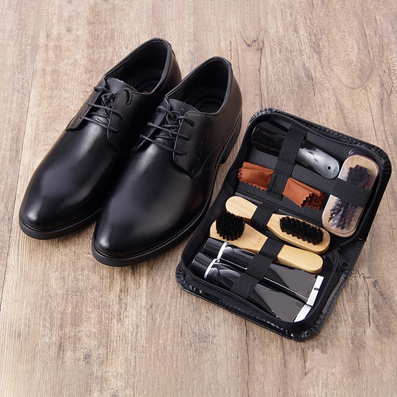 8PC Leather Shoe Shine Kit With Shine Polishing Tool