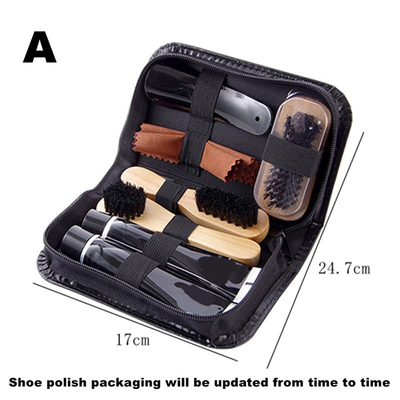8PC Leather Shoe Shine Kit With Shine Polishing Tool
