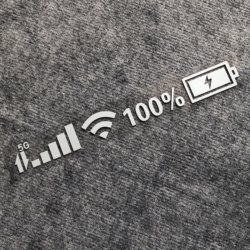 Car Vinyl Stickers Wifi Battery Level Mark Decals Car Rear Windshield Body Car Funny Sticker Silver White Reflective Type