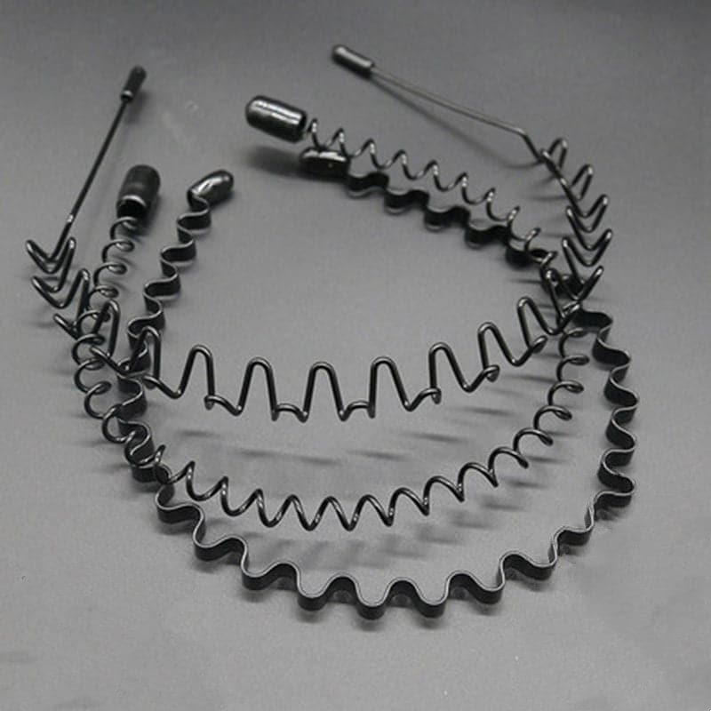 Black Metal Wavy Headband Sport Hoops Bangs Holder