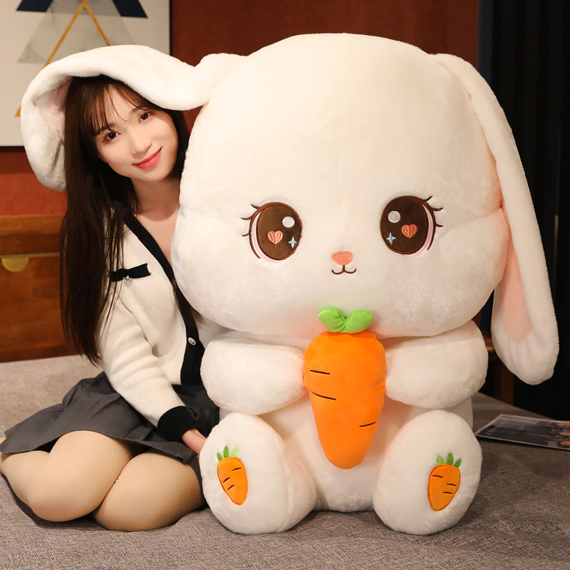 Cute Rabbit Holding Carrot Plush Toys Stuffed Soft Animal Pillow Lovely Dolls for Children