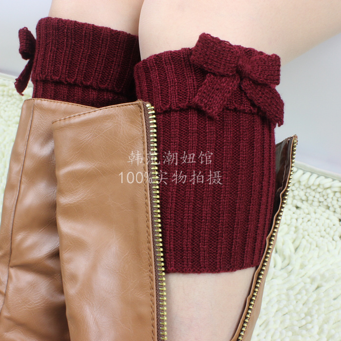 Winter Bowknot Knitting Leg Warmers Boot Cover Keep Warm Socks