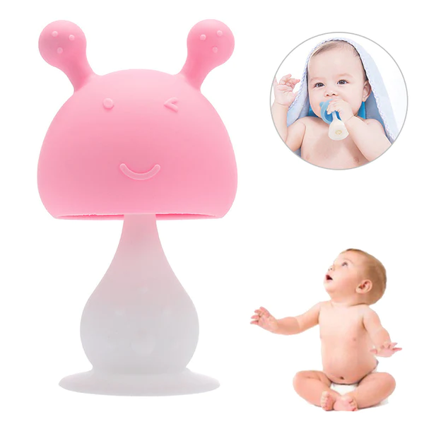 Baby Teether Silicone For Boys Girls Mushroom Doll Infant Teething Toys Bpa Free Soothing Chewing Toddler Appease Gum Nipple