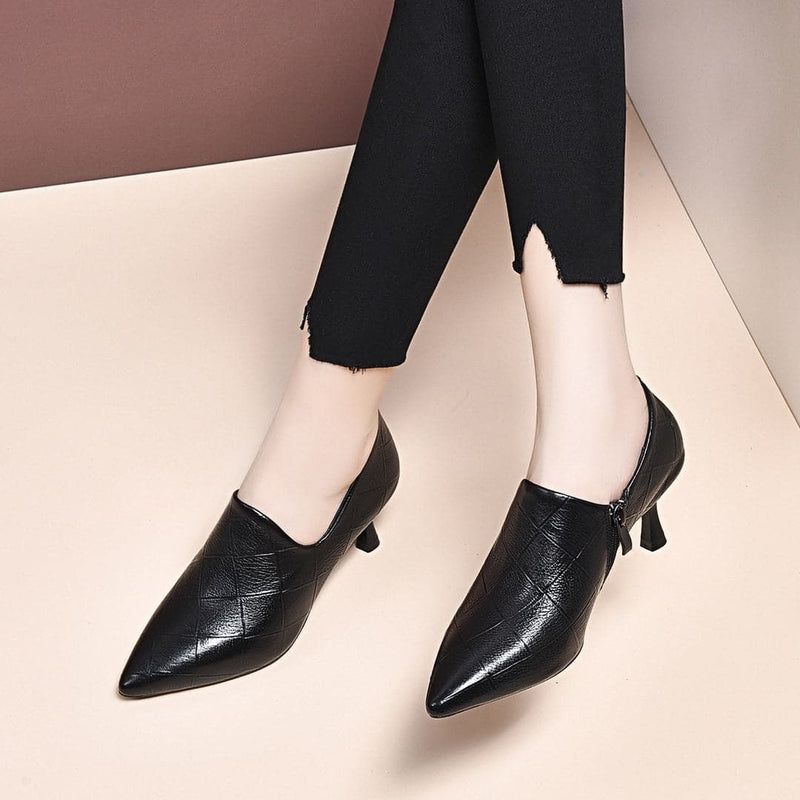 New Pointed Toe Stiletto High Heels Cowhide Soft Sole Soft Surface Leather Shoes