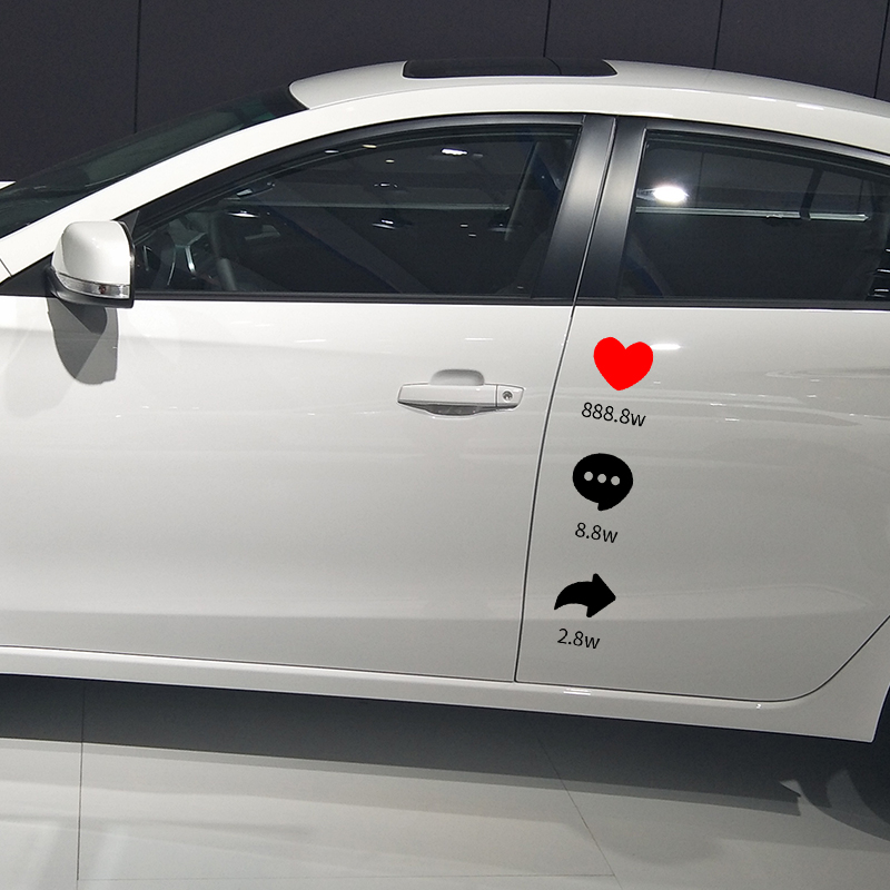 Auto Car Sticker Reflective TikTok Funny Red Heart Windshield Marks Car Accessories