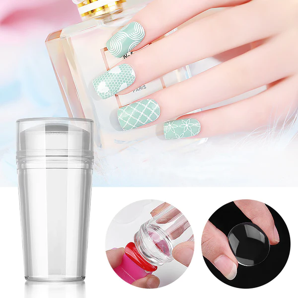Transparent Nail Stamper with Scraper 2pcs Jelly Silicone Stamp