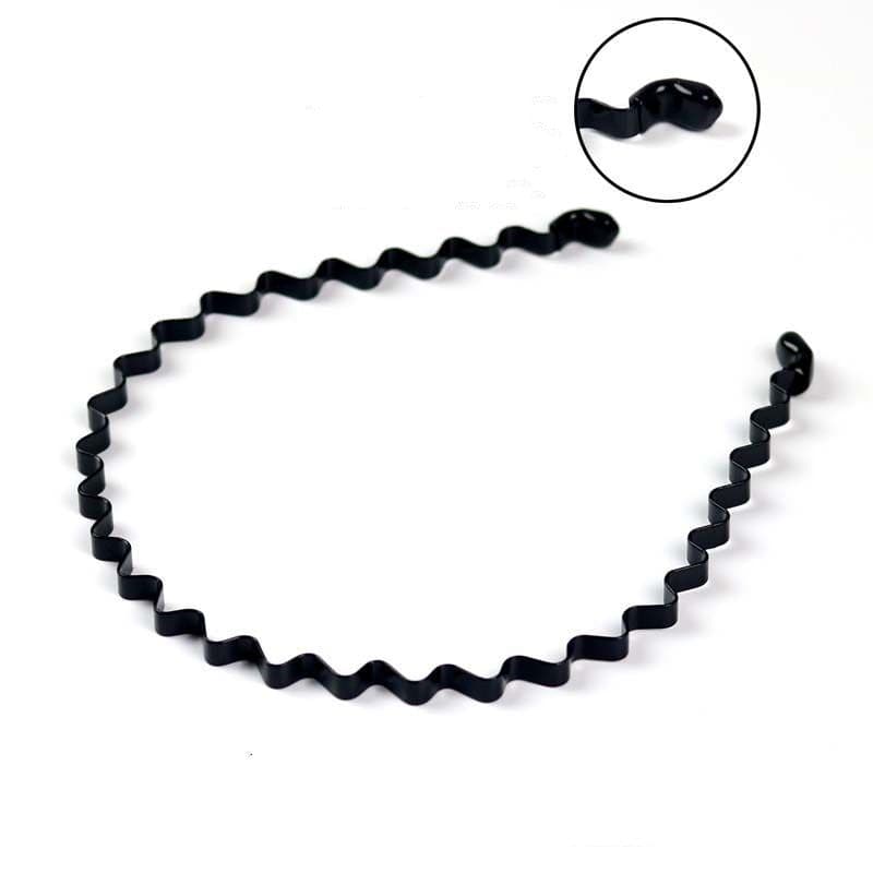 Black Metal Wavy Headband Sport Hoops Bangs Holder