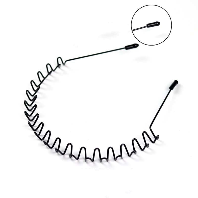 Black Metal Wavy Headband Sport Hoops Bangs Holder