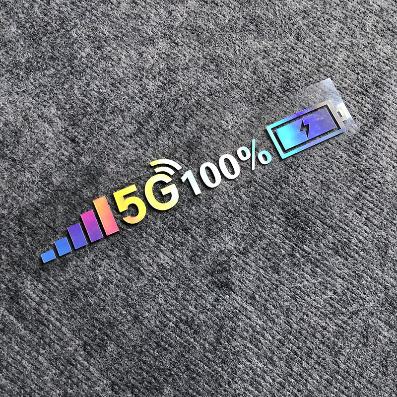 Car Vinyl Stickers Wifi Battery Level Mark Decals Car Rear Windshield Body Car Funny Sticker Silver White Reflective Type