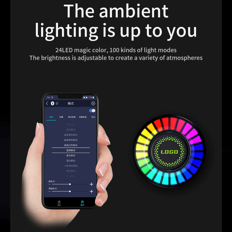 24 LED Light RGB Sound Control Voice Rhythm Ambient Pickup Lamp For Car Diffuser Vent Clip Air Fresheners Fragrance APP Control