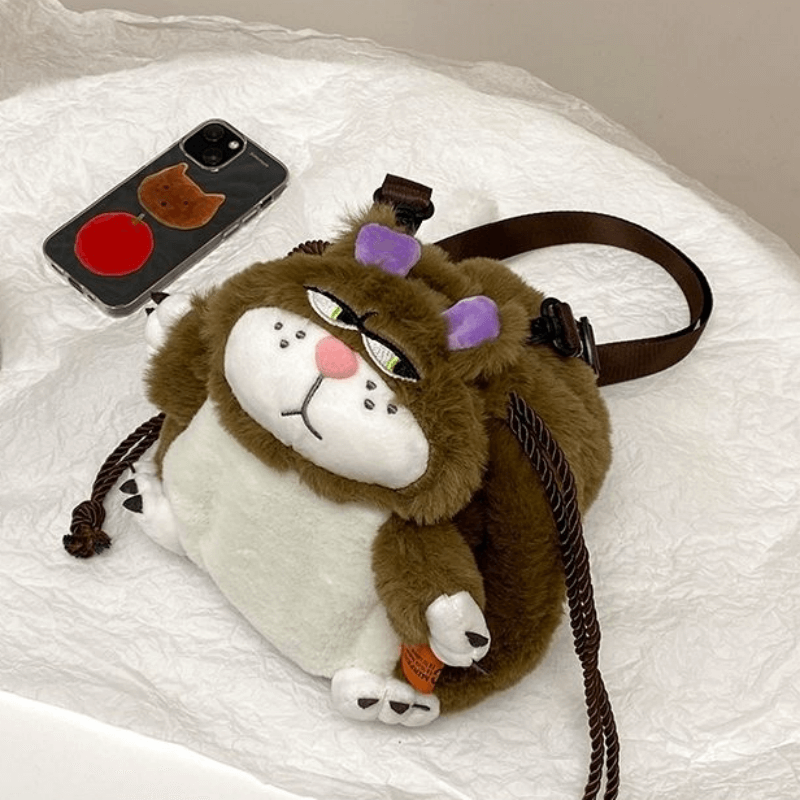 2023 New Plush Bag Cute Cartoon Cat Furry Bag