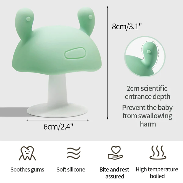 Baby Teether Silicone For Boys Girls Mushroom Doll Infant Teething Toys Bpa Free Soothing Chewing Toddler Appease Gum Nipple