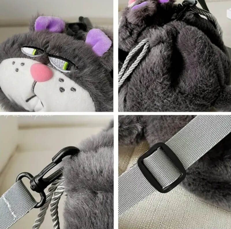 2023 New Plush Bag Cute Cartoon Cat Furry Bag