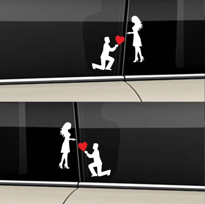 Love Proposal Car Sticker Couples Express Creative Personality Sticker Body Scratches Cover Rear Glass Decoration