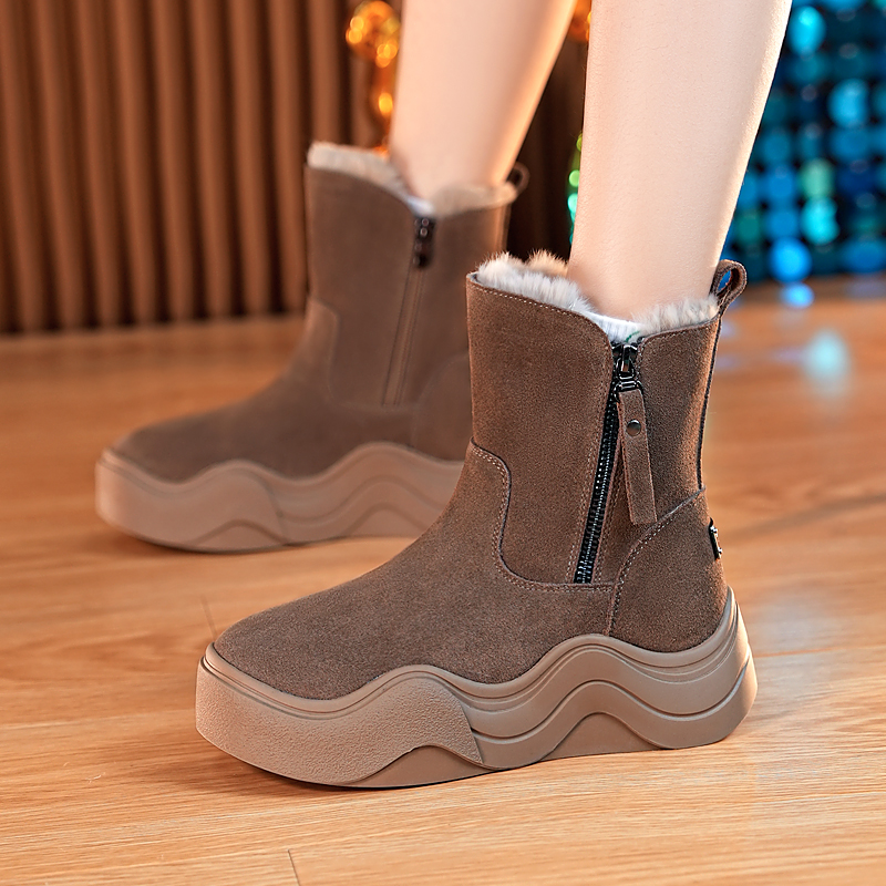 Platform Boots for Women New Snow Boots Heels Winter Shoes Warm Ankle Boot