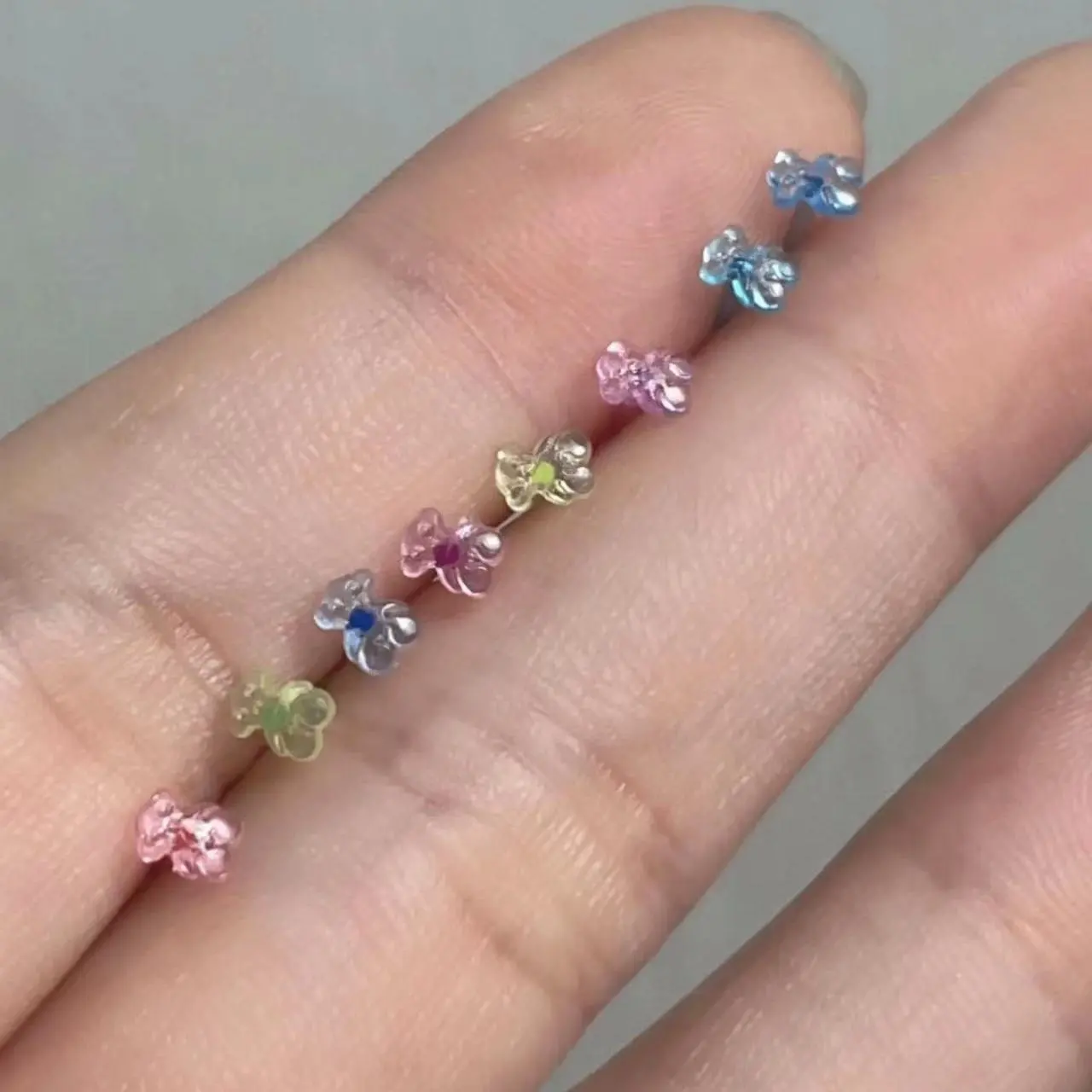 Cute Colorful Resin Bear Ear Stud Ear Piercing Needle