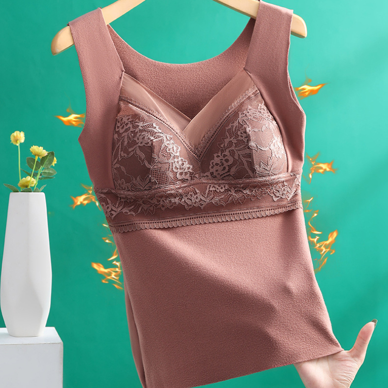 Thermal Lace Underwear Warm Plus Size Vest Top Lingerie Women Winter Inner Wear Thermal Shirt Undershirt Intimate