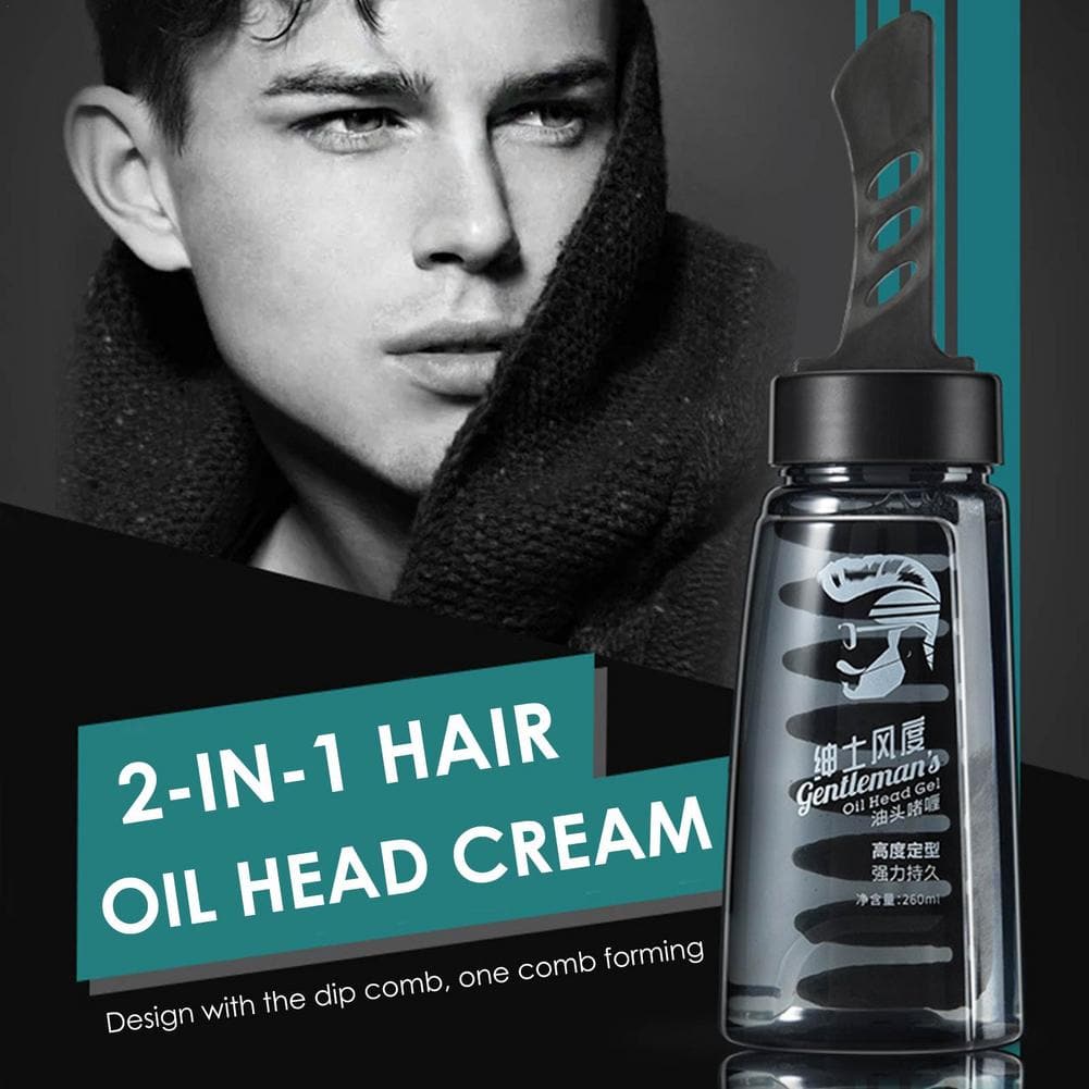 2-in-1 Hair Wax Gel Hair Moisturizing Gel With Comb Men Hair Styling Care Kit Men Oil Head Styling Gel Men Hair Cream Salon