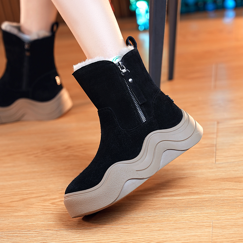 Platform Boots for Women New Snow Boots Heels Winter Shoes Warm Ankle Boot