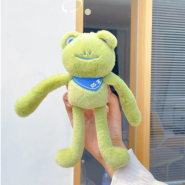 Funny Pulling Long Ears Long Legs Frogs Soft Stuffed Toys Car Key Chain Schoolbag Pendant Plush Doll Gifts for Girls