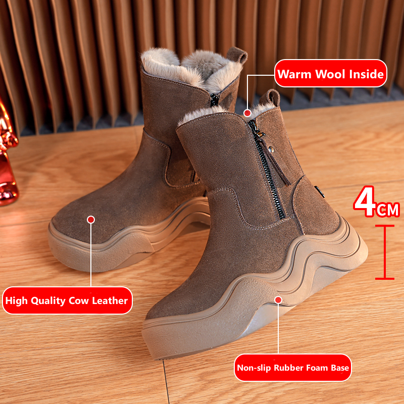 Platform Boots for Women New Snow Boots Heels Winter Shoes Warm Ankle Boot