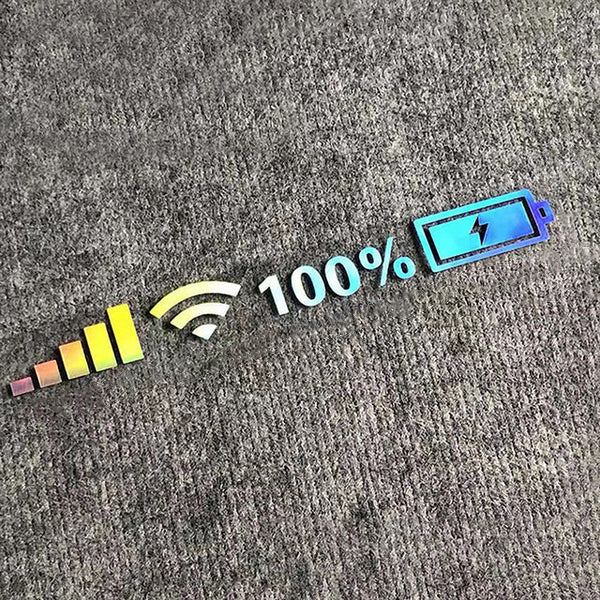 Car Vinyl Stickers Wifi Battery Level Mark Decals Car Rear Windshield Body Car Funny Sticker Silver White Reflective Type