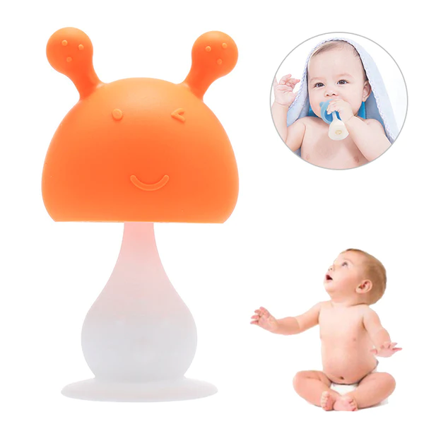 Baby Teether Silicone For Boys Girls Mushroom Doll Infant Teething Toys Bpa Free Soothing Chewing Toddler Appease Gum Nipple