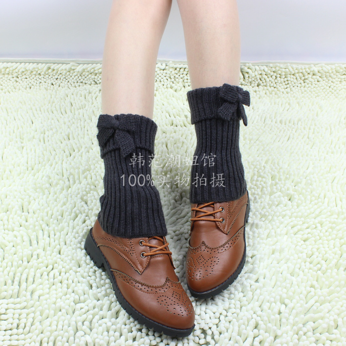 Winter Bowknot Knitting Leg Warmers Boot Cover Keep Warm Socks