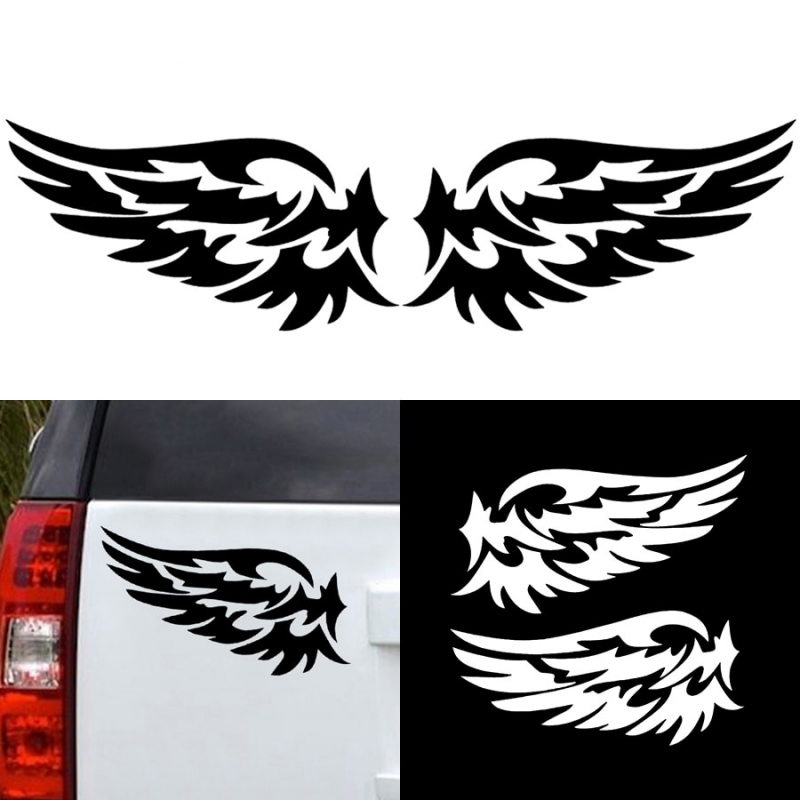 Car Stickers Angel Wings Pattern Outdoor Reflective Car Motorcycle Body Decals Window Scratch Stickers