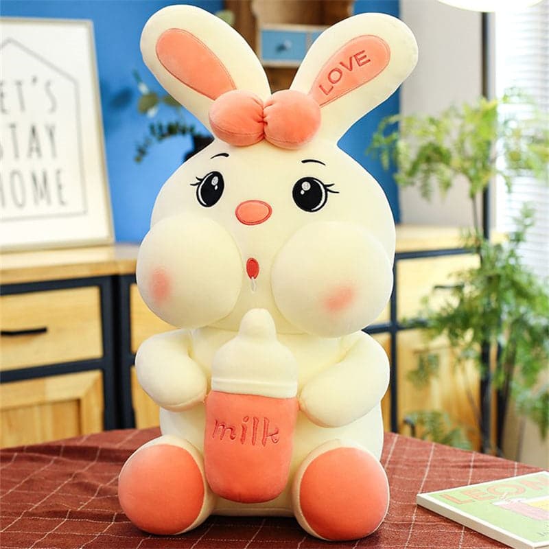 Lovely Milk Bottle Rabbit Plush Toys Kids Sleeping Dolls Home Decor Stuffed Toys