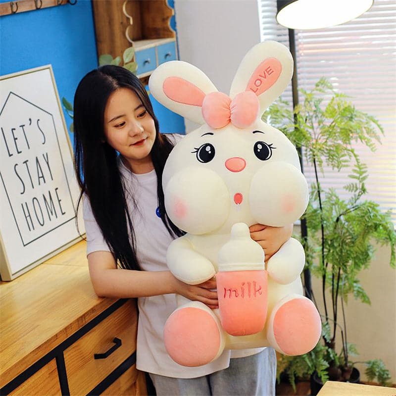 Lovely Milk Bottle Rabbit Plush Toys Kids Sleeping Dolls Home Decor Stuffed Toys
