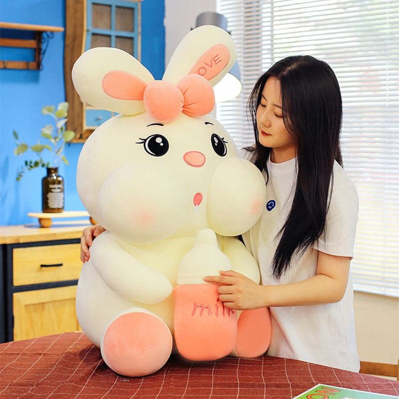 Lovely Milk Bottle Rabbit Plush Toys Kids Sleeping Dolls Home Decor Stuffed Toys
