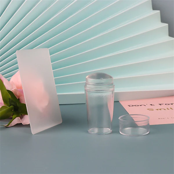 Transparent Nail Stamper with Scraper 2pcs Jelly Silicone Stamp