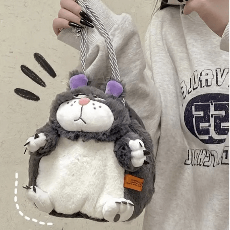 2023 New Plush Bag Cute Cartoon Cat Furry Bag