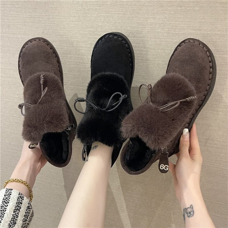 Winter Women Fashion Snow Boots Plush Platform Boots Chunky Ankle Boots Brand Woman Shoes Padded Boots Comfortable Footwear