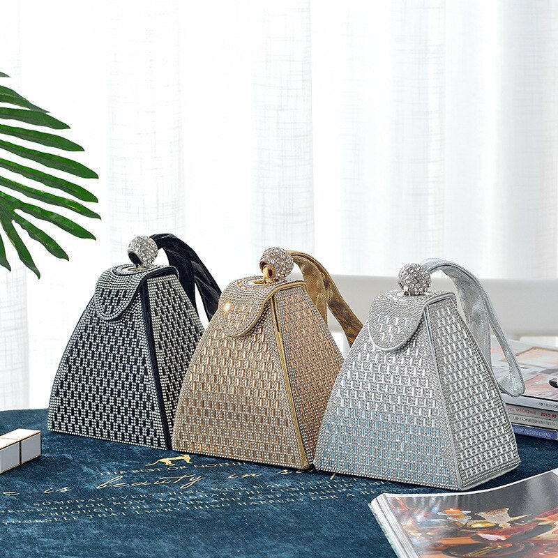 2024 Diamond Clutch Bag Ladies Luxury Party Evening Bag Fashion Triangle Wedding Bridal Bag