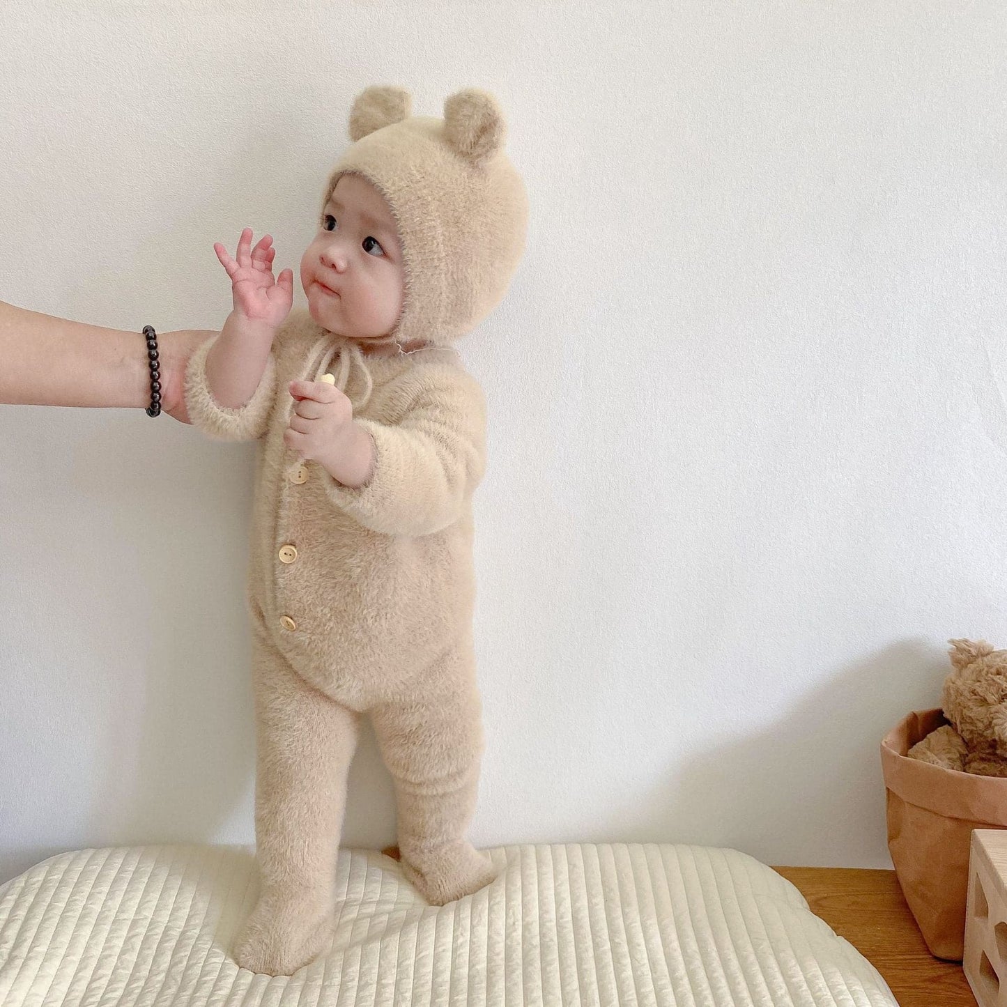 TK Baby Boys Girls Winter Bear Clothes Warm Baby Romper with Hat Cute Sweet Jumpsuit Cute Sweet Lovely Baby Outfit