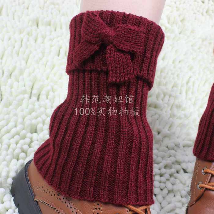 Winter Bowknot Knitting Leg Warmers Boot Cover Keep Warm Socks