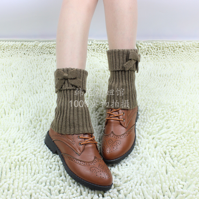 Winter Bowknot Knitting Leg Warmers Boot Cover Keep Warm Socks