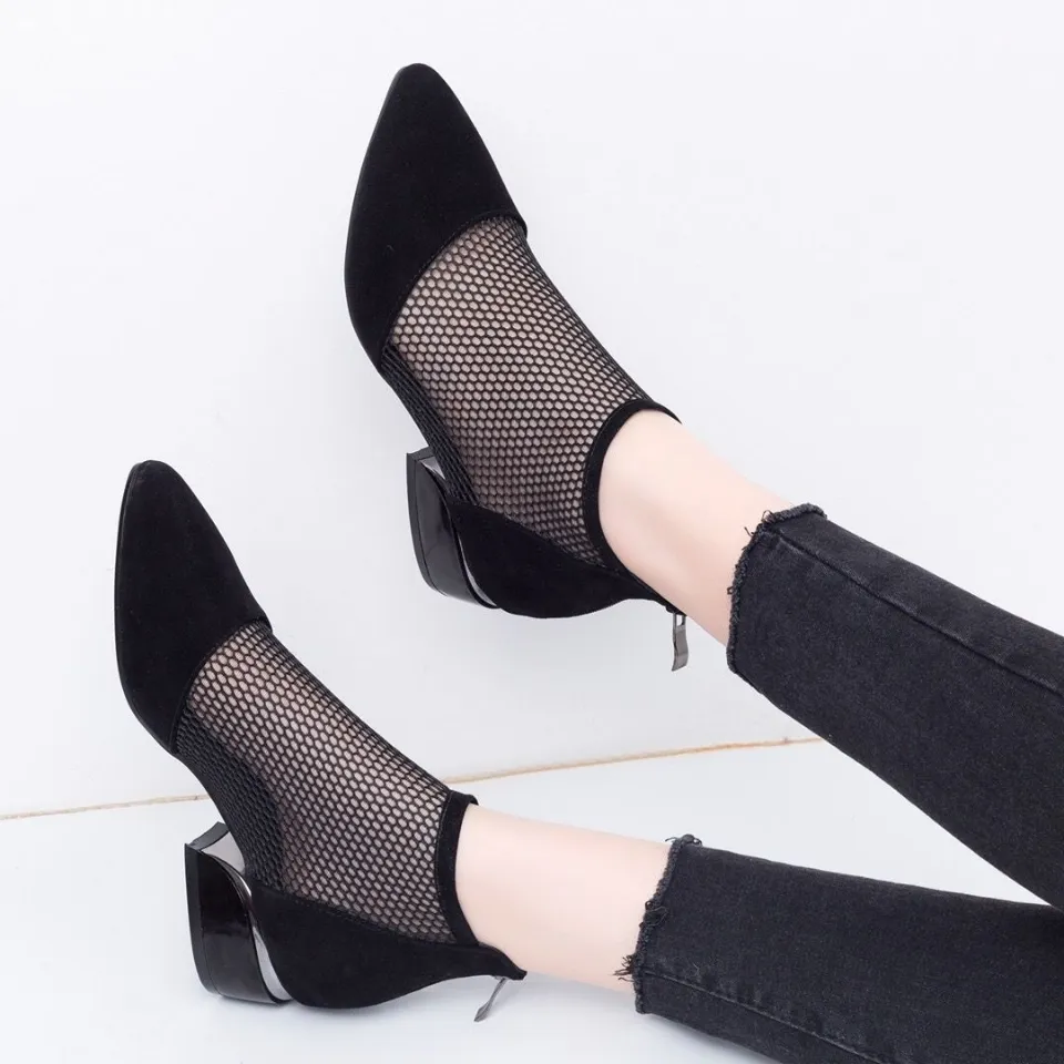 Shoes Women 2023 Hollow Mesh Single Shoe Versatile Breathable Tide Sandals Pointed Flat Large Size Shallow Shoes