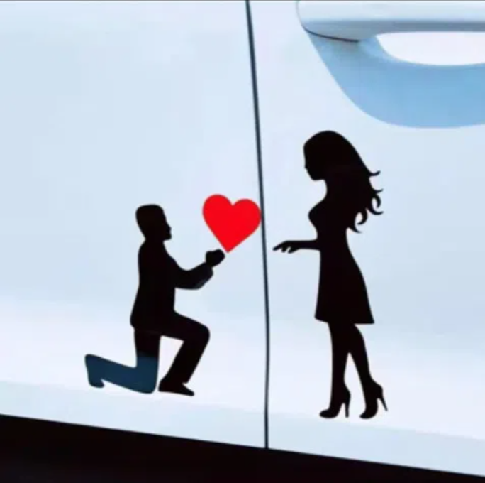 Love Proposal Car Sticker Couples Express Creative Personality Sticker Body Scratches Cover Rear Glass Decoration
