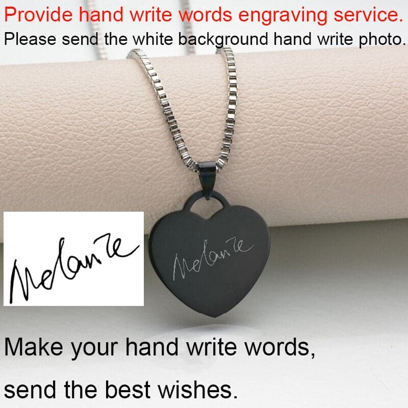 Customized Necklaces Engrave Photo Name Necklace Stainless Steel Heart Pendant Chain Necklace Jewelry For Women ID Tag
