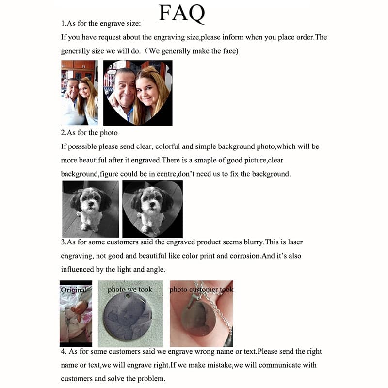 Customized Necklaces Engrave Photo Name Necklace Stainless Steel Heart Pendant Chain Necklace Jewelry For Women ID Tag