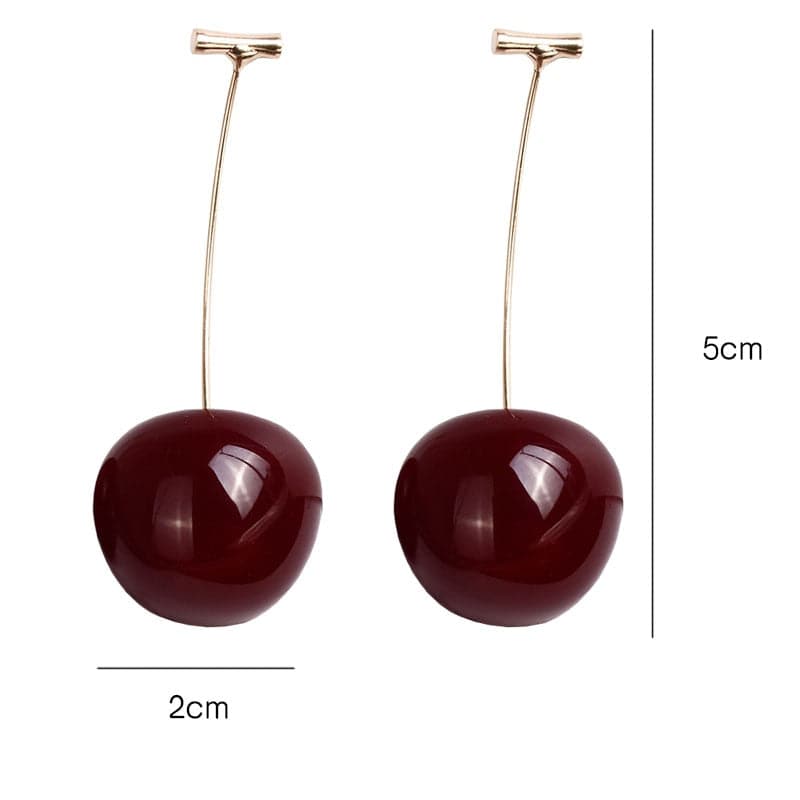 New European and American Fruit Fashion Long Ear Nail Temperament Cherry Cherry Earrings Lady Earrings