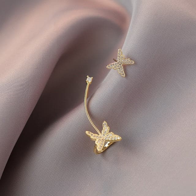 New Angel Wings Rhinestone Hanging Dangle Exquisite Fashion Stud Earrings Elegant Prevent Allergy Earrings