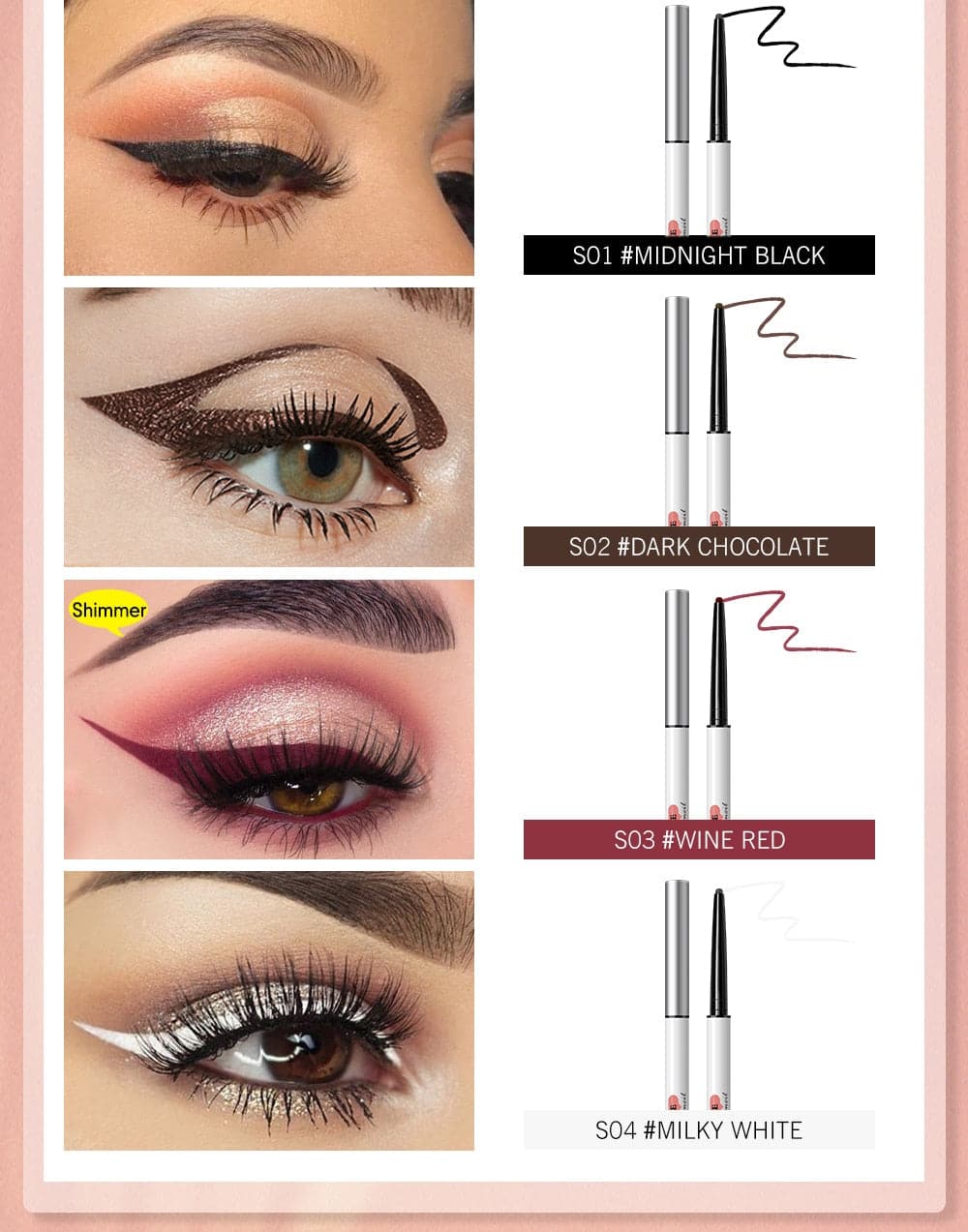 Long-lasting Gel Eyeliner Pencil Waterproof Easy To Wear Black White Color Eyeliner Pen Eye Makeup Eye Liner