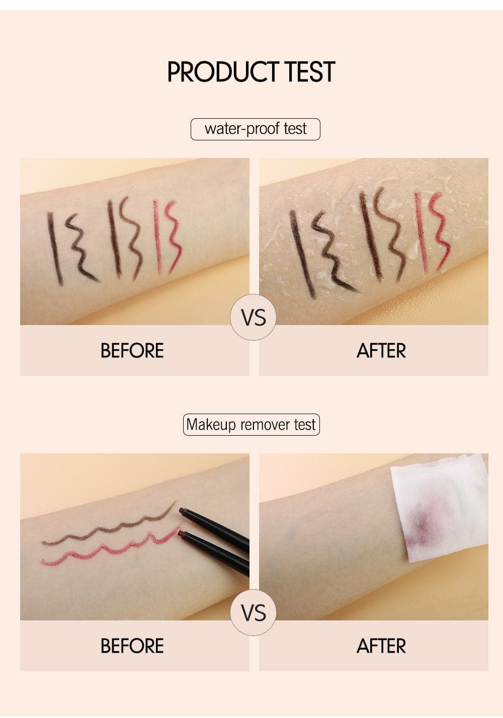 Long-lasting Gel Eyeliner Pencil Waterproof Easy To Wear Black White Color Eyeliner Pen Eye Makeup Eye Liner