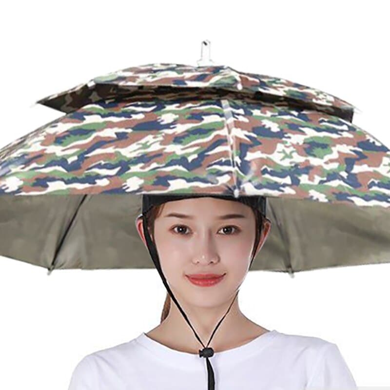 Foldable Double Umbrella Hat Headwear Cap Sun Rain Cap Camping Fishing Caps Sunscreen Shade Umbrella Fishing Hats