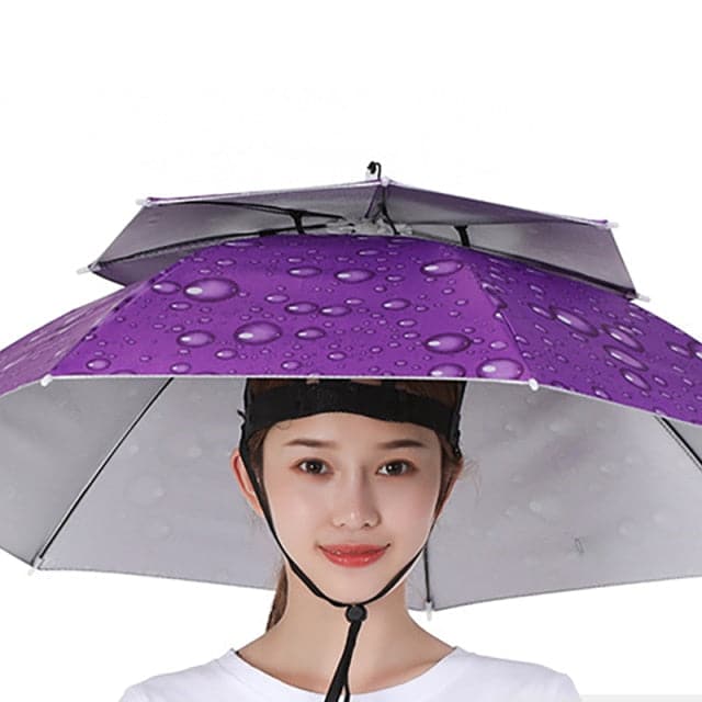 Foldable Double Umbrella Hat Headwear Cap Sun Rain Cap Camping Fishing Caps Sunscreen Shade Umbrella Fishing Hats